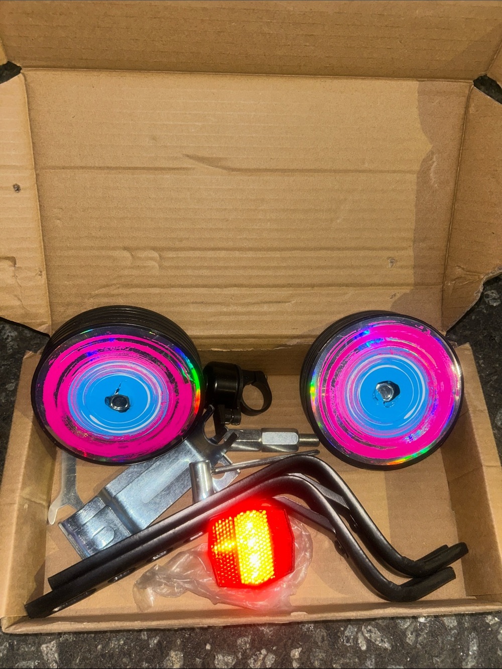 Amazon LED Training Wheels - Pink & Blue with Mounting Hardware